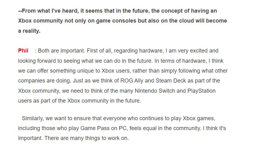 Phil Spencer's statement during their interview with Famitsu. (Via Google Translate)