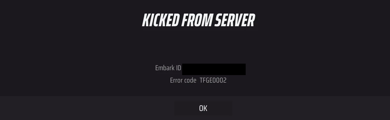 The Finals - Error Code TFGE0002 