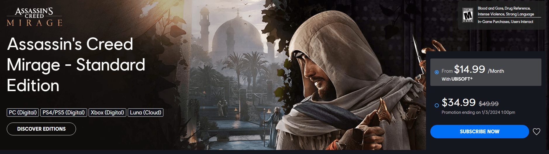 Assassin's Creed Mirage on the Ubisoft Store