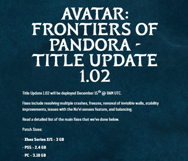 Avatar: Frontiers of Pandora Update 1.02