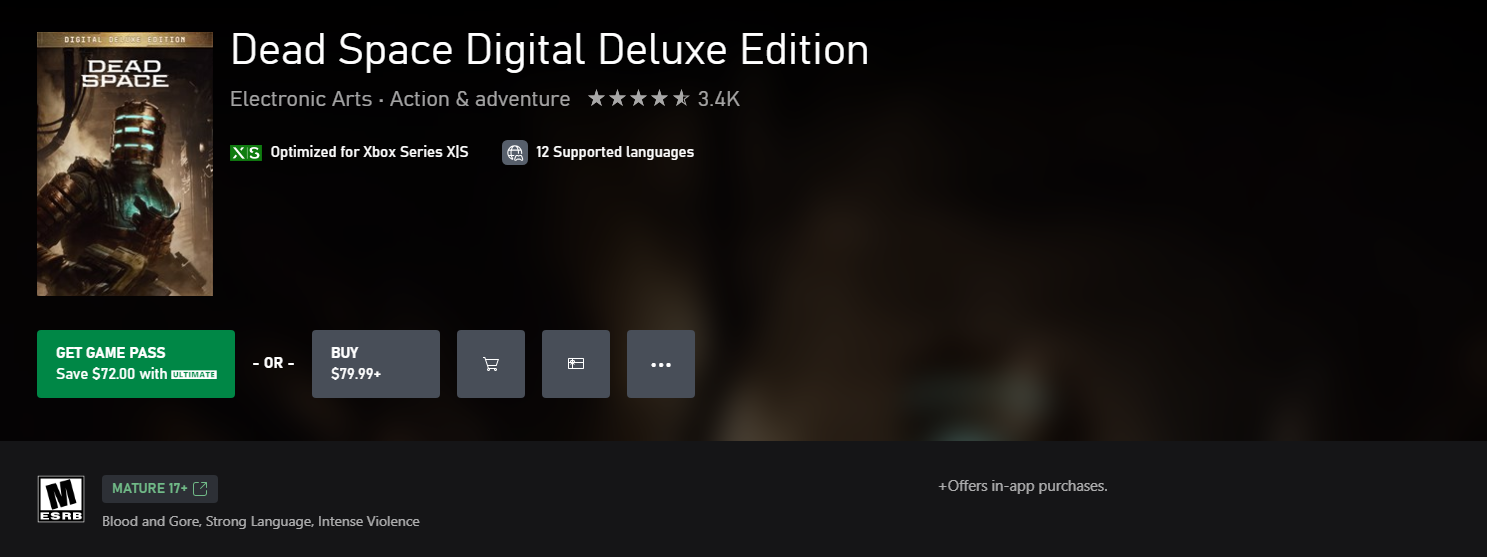 Dead Space Digital Deluxe Edition on the Xbox Store
