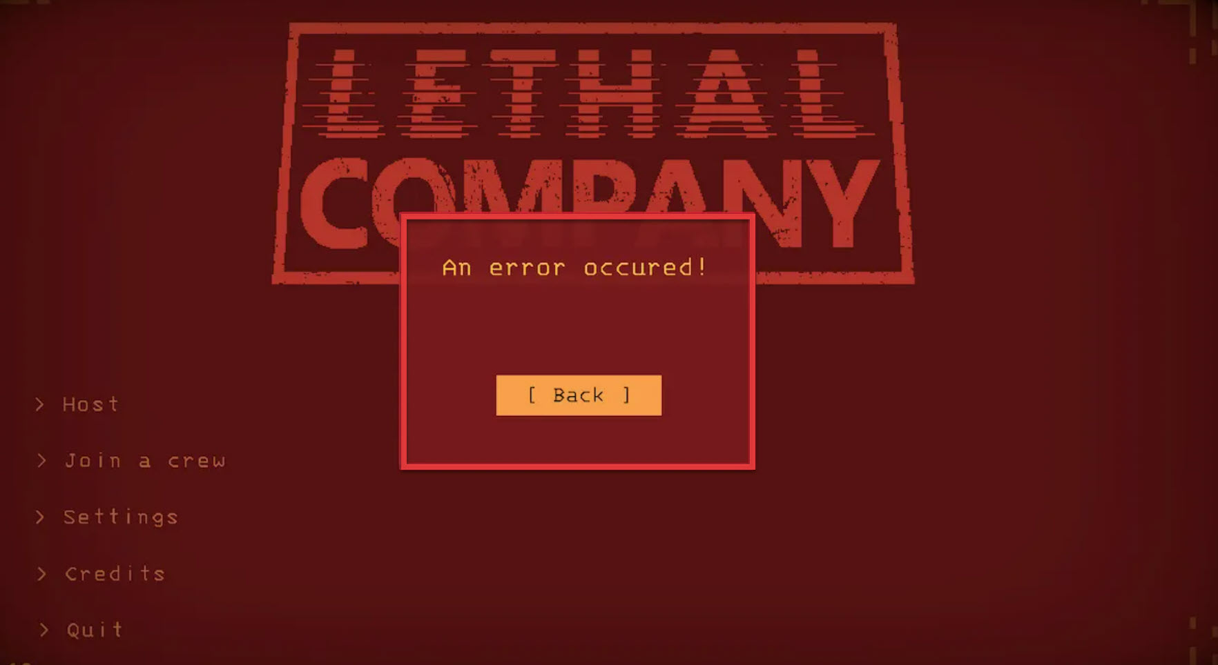 Lethal Company An Error Occurred