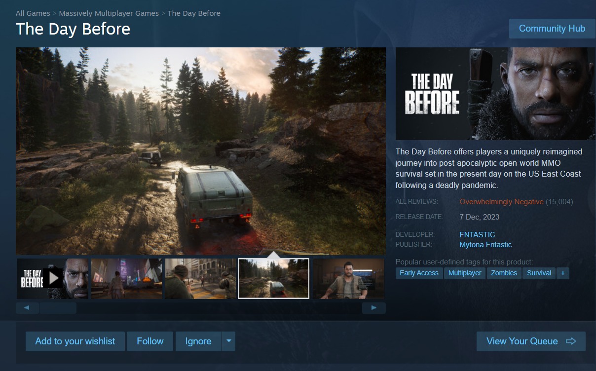 The Day Before sits at an overwhelmingly negative review on Steam.