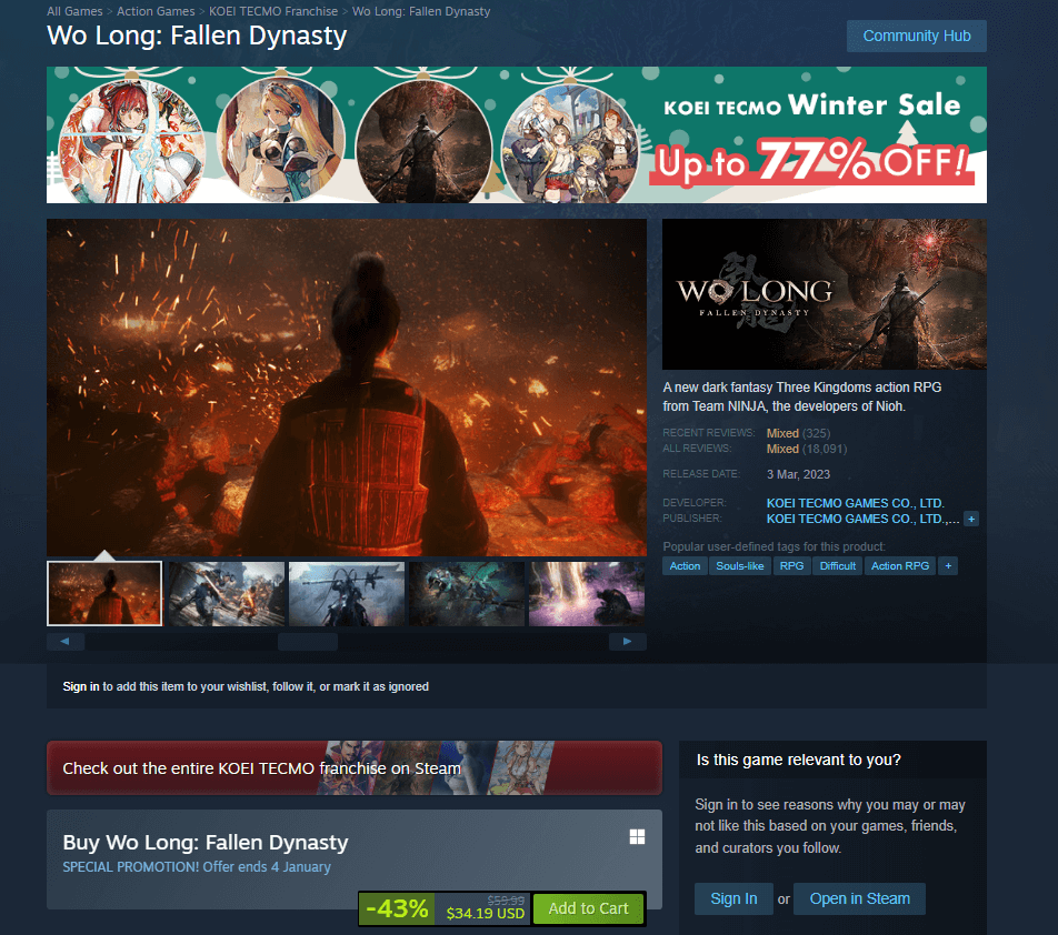 Wo Long: Fallen Dynasty on Steam