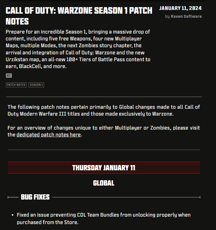 Call of Duty: Warzone Season 1 New Patch Notes
