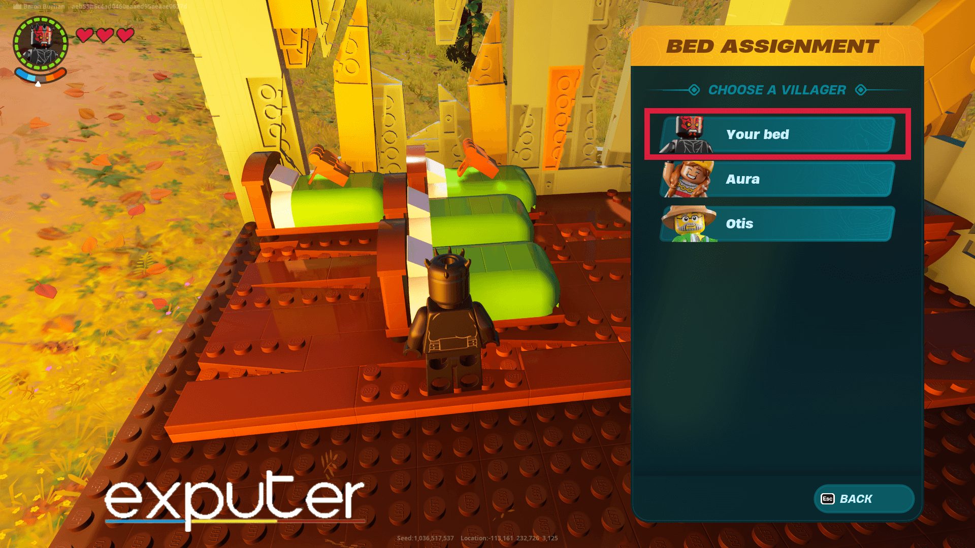 Assigning a bed to yourself. (image captured by eXputer)