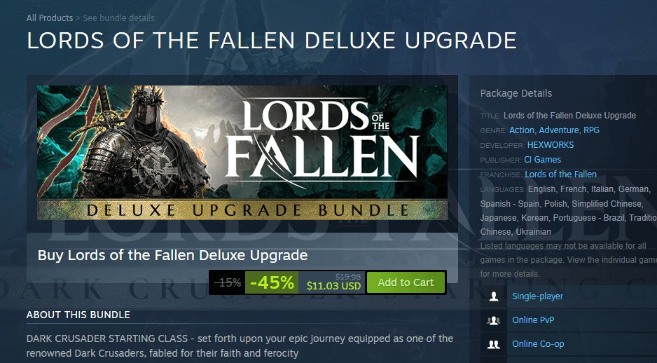 Lords of the Fallen Deluxe Upgrade on Sale as Well