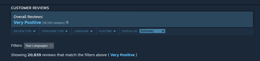 Palworld's Review Rating on Steam