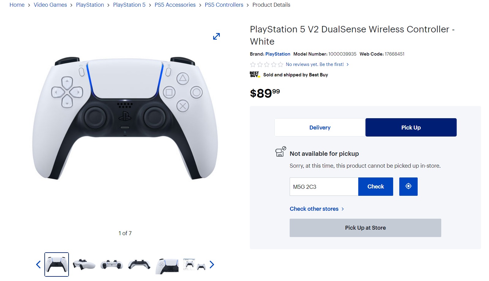 PlayStation 5 V2 DualSense Wireless Controller leaked by a Best Buy listing.