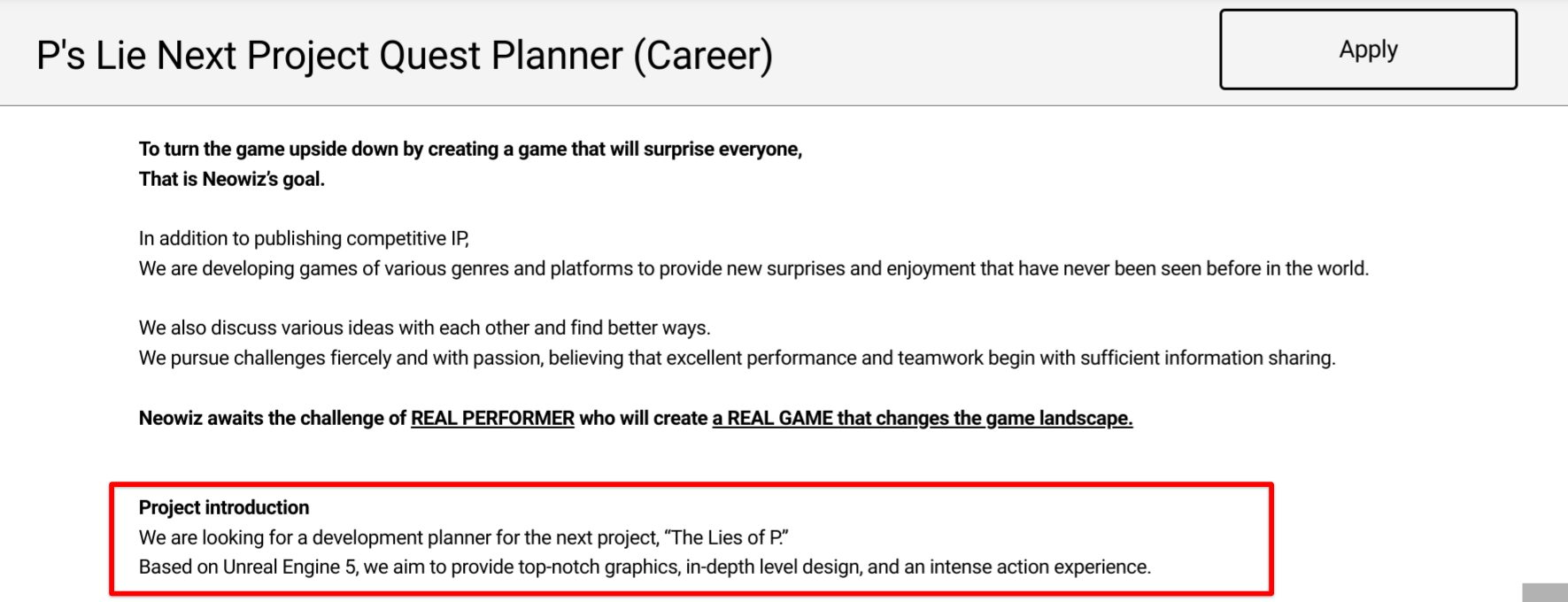The Quest Planner Job Listing on Neowiz Games' Official Site
