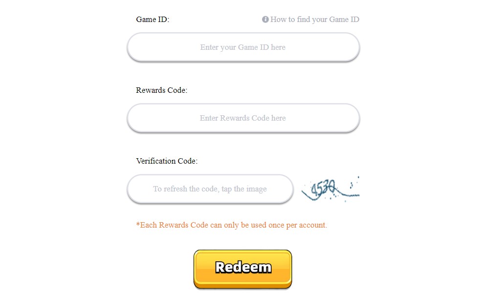 The screen that appears while redeeming codes.