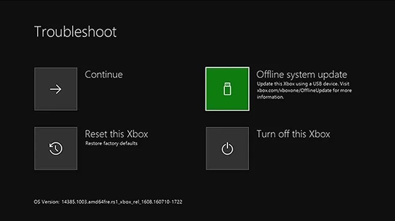 Xbox Reset Screen