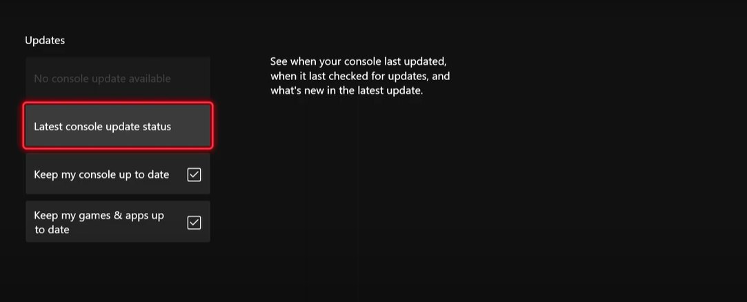 Latest Console Update