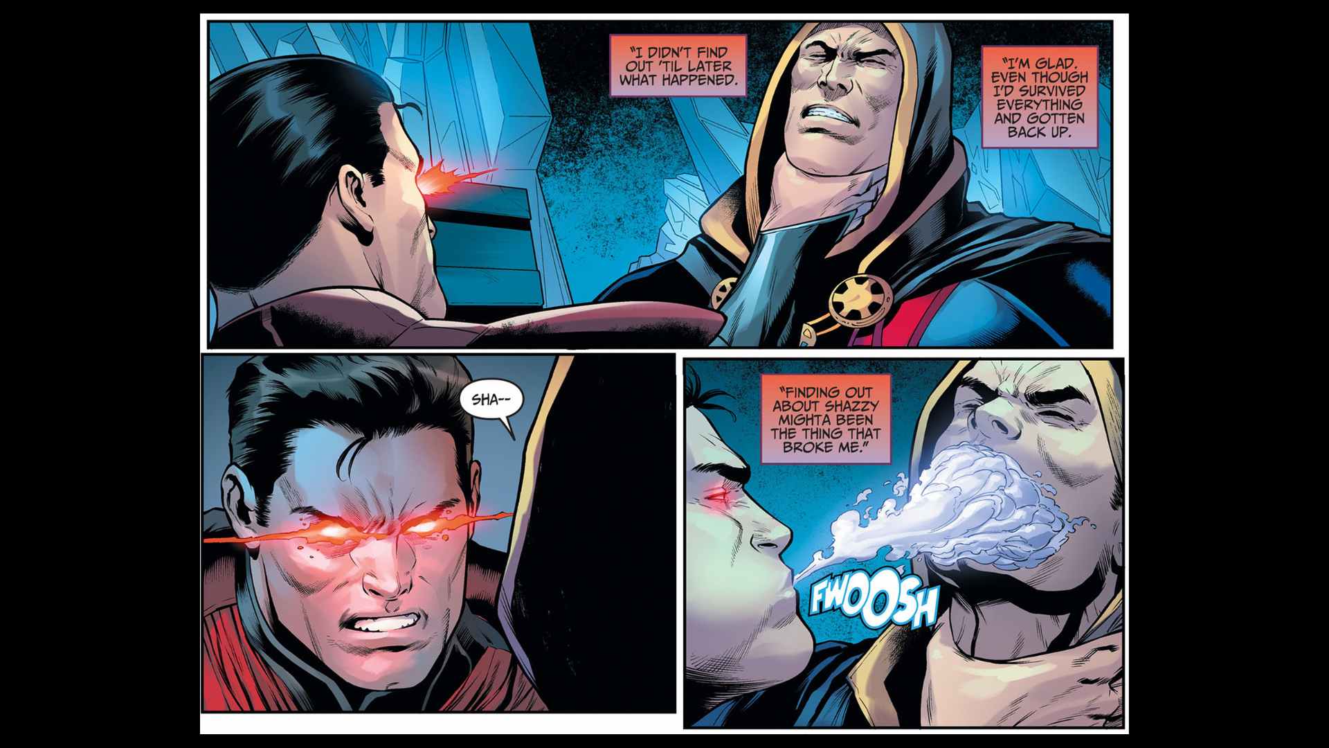 Injustice Superman as he's about to put Shazam's lights out