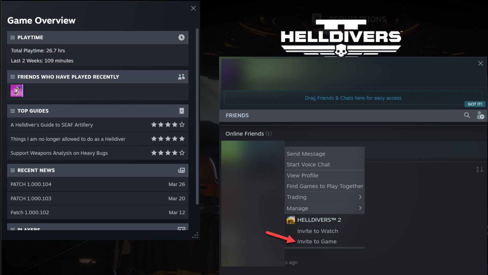 Helldivers 2 invite through steam