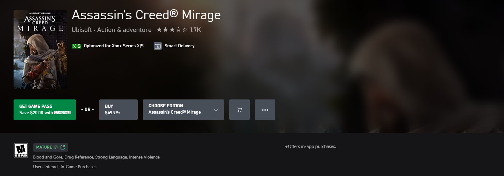 Assassin's Creed Mirage on the Xbox Store