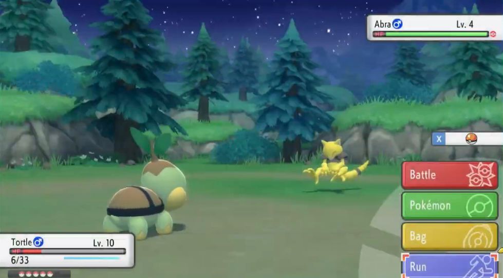 Encountering a wild abra in the game