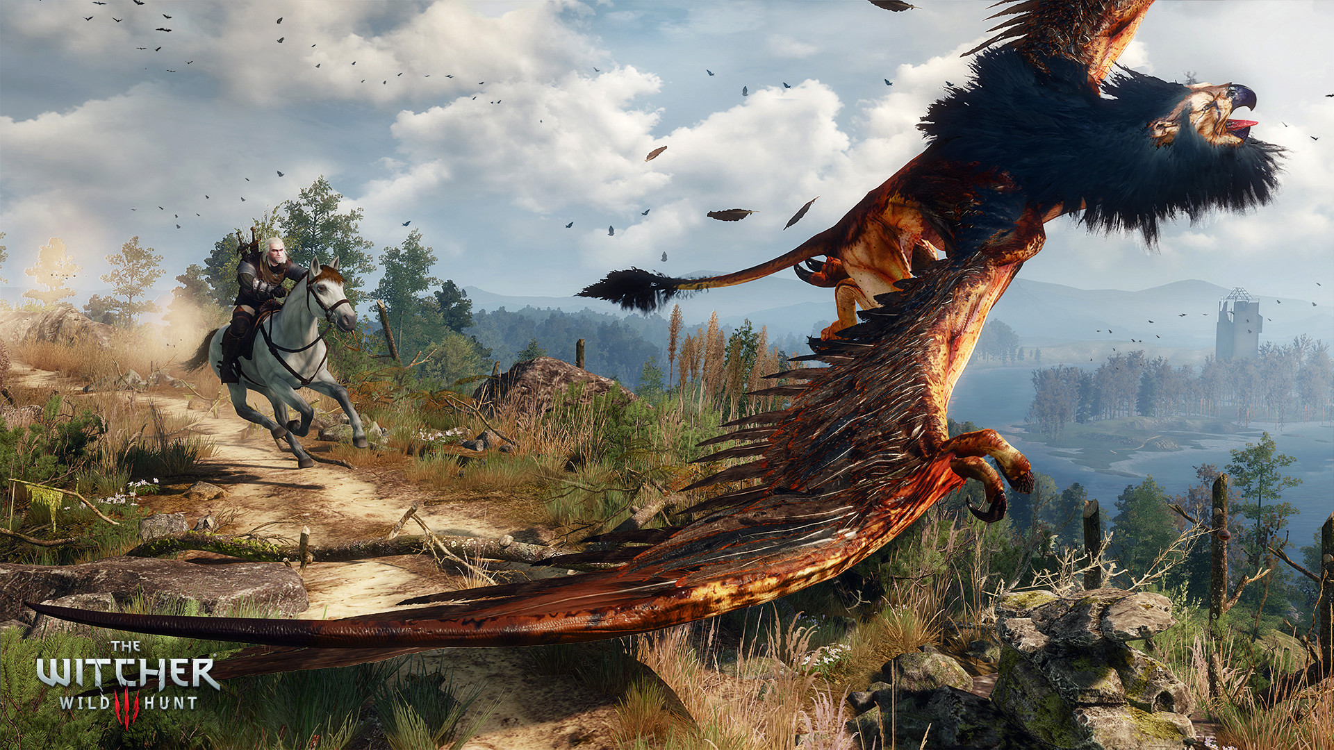Geralt Fighting A Gryphon In The Witcher 3 (via: CDPR).
