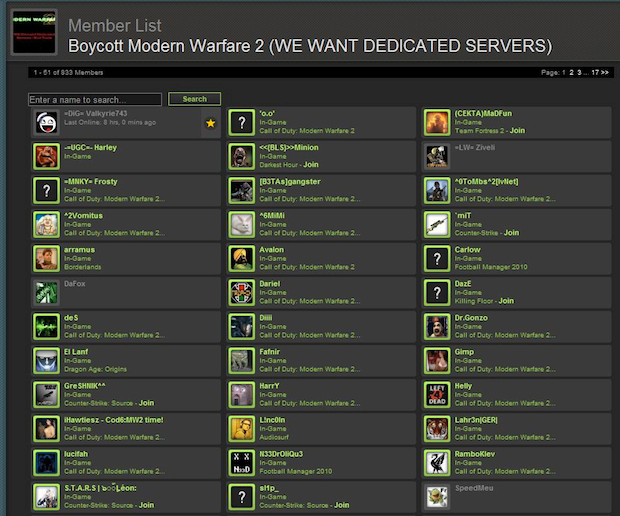 Modern Warfare 2 Boycott Steam Group.