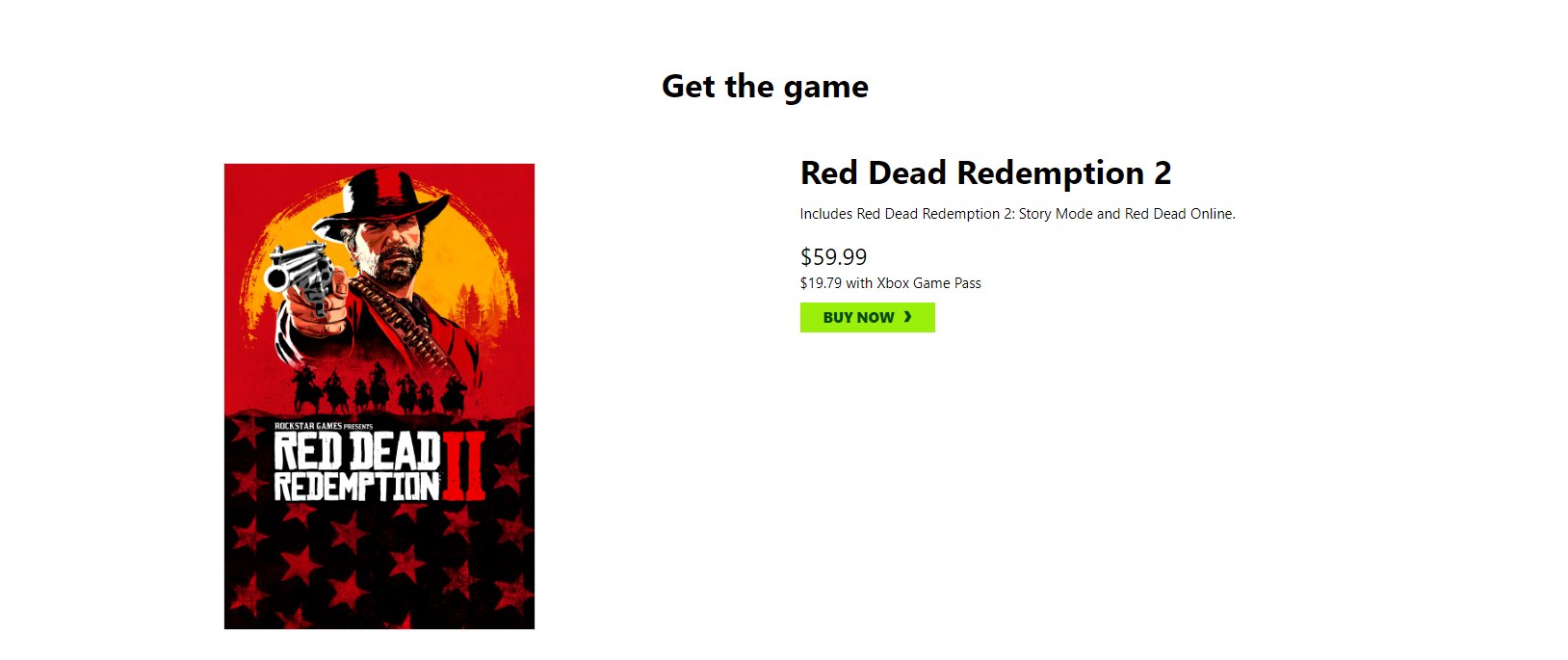 Red Dead Redemption 2 on the Xbox Store