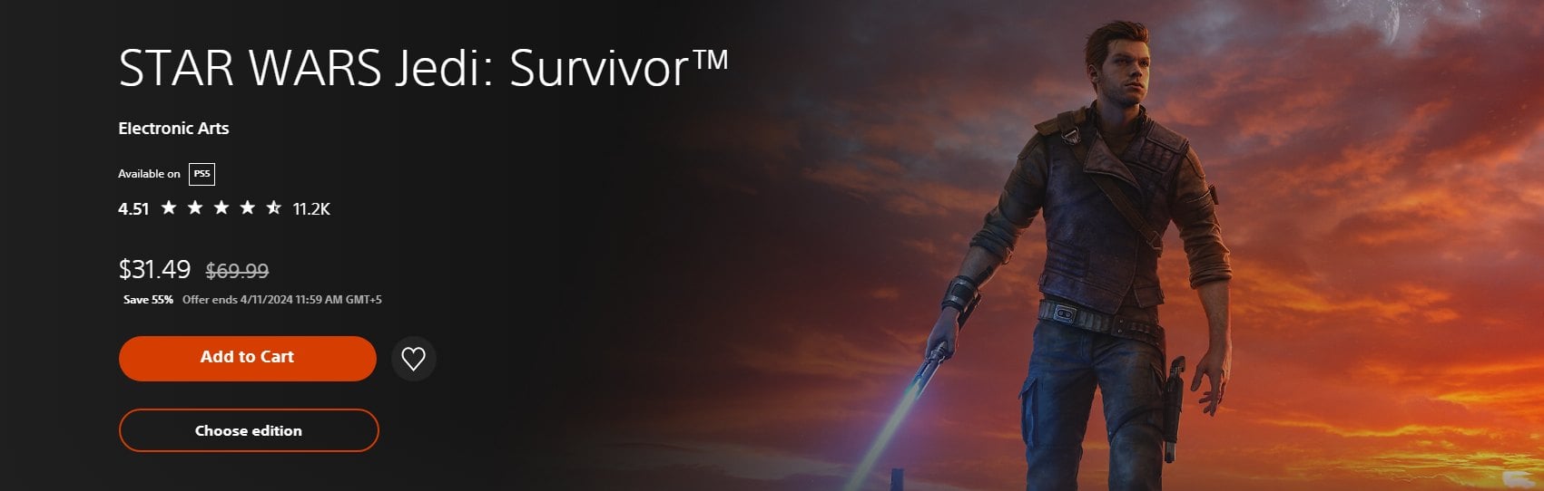 Star Wars Jedi Survivor Goes 55%% Off on the PS Store