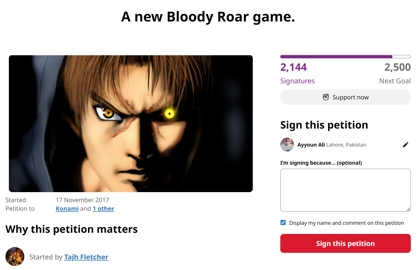 Bloody Roar Petition