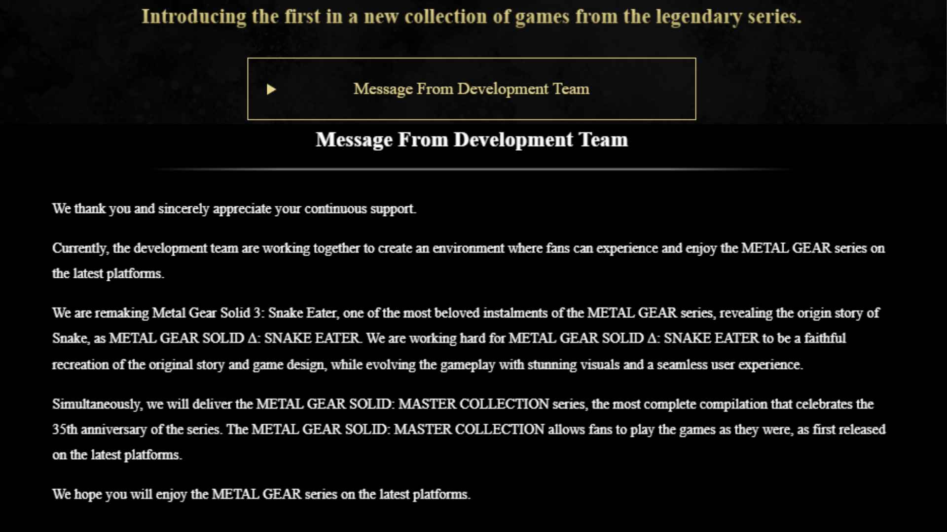 The Master Collection series is most likely going to get a Vol. 2, possibly with a Metal Gear Solid 4 remaster. | Source: Konami