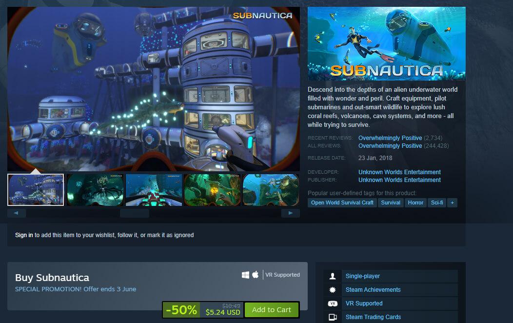 Subnautica Is Dirt Cheap on Steam Right Now
