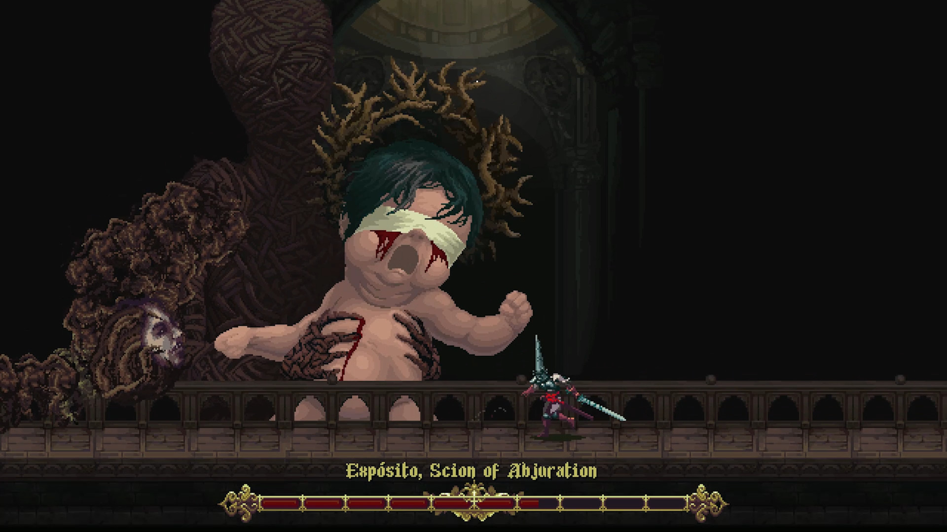 Bosses in Blasphemous are unsettling to say the least | Source: Steam