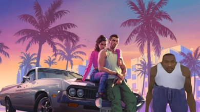 The GTA 6 key art feature the two playable characters but edited to show an edited version of GTA San Andreas' protagonist CJ.
