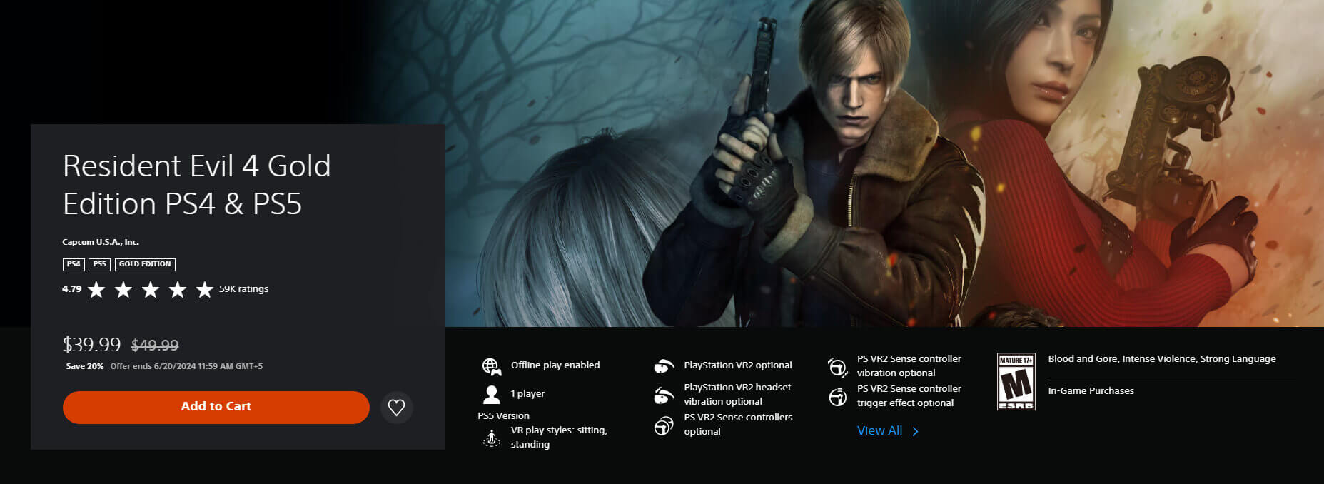 Resident Evil 4 Gold Edition on the PS Store