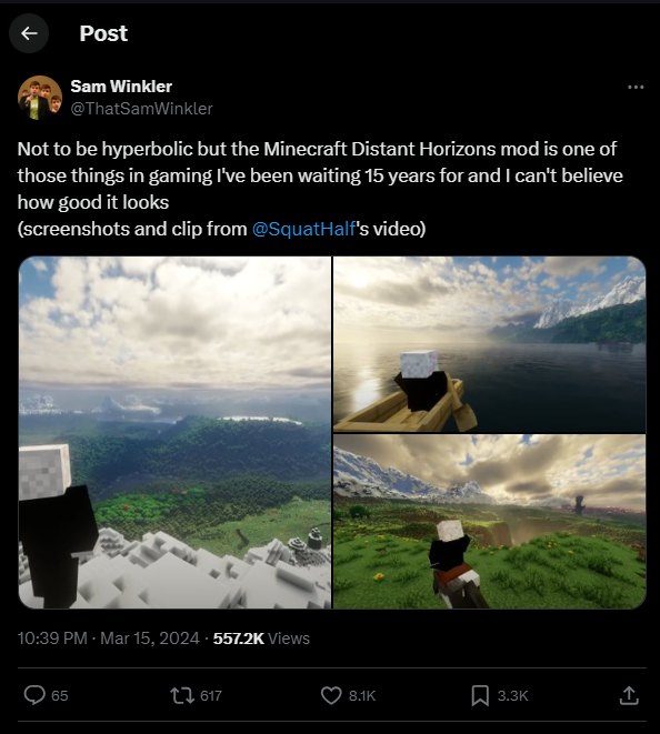 minecraft distant horizons tweet