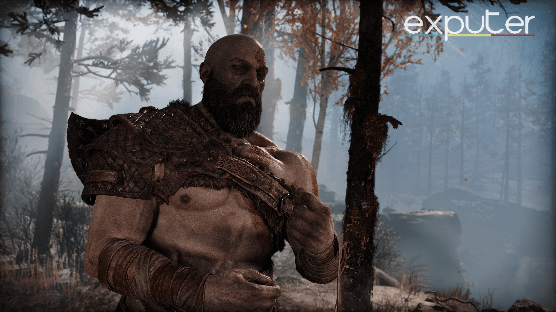 Kratos after chopping down a tree