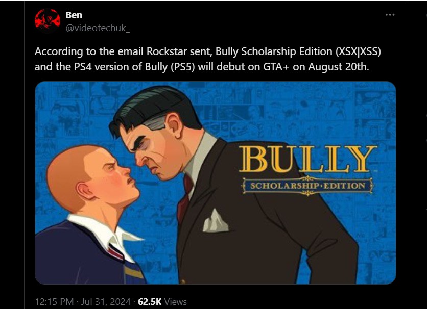 Почти 18 лет спустя Bully, возможно, вернётся на PS5 и Xbox Series X|S