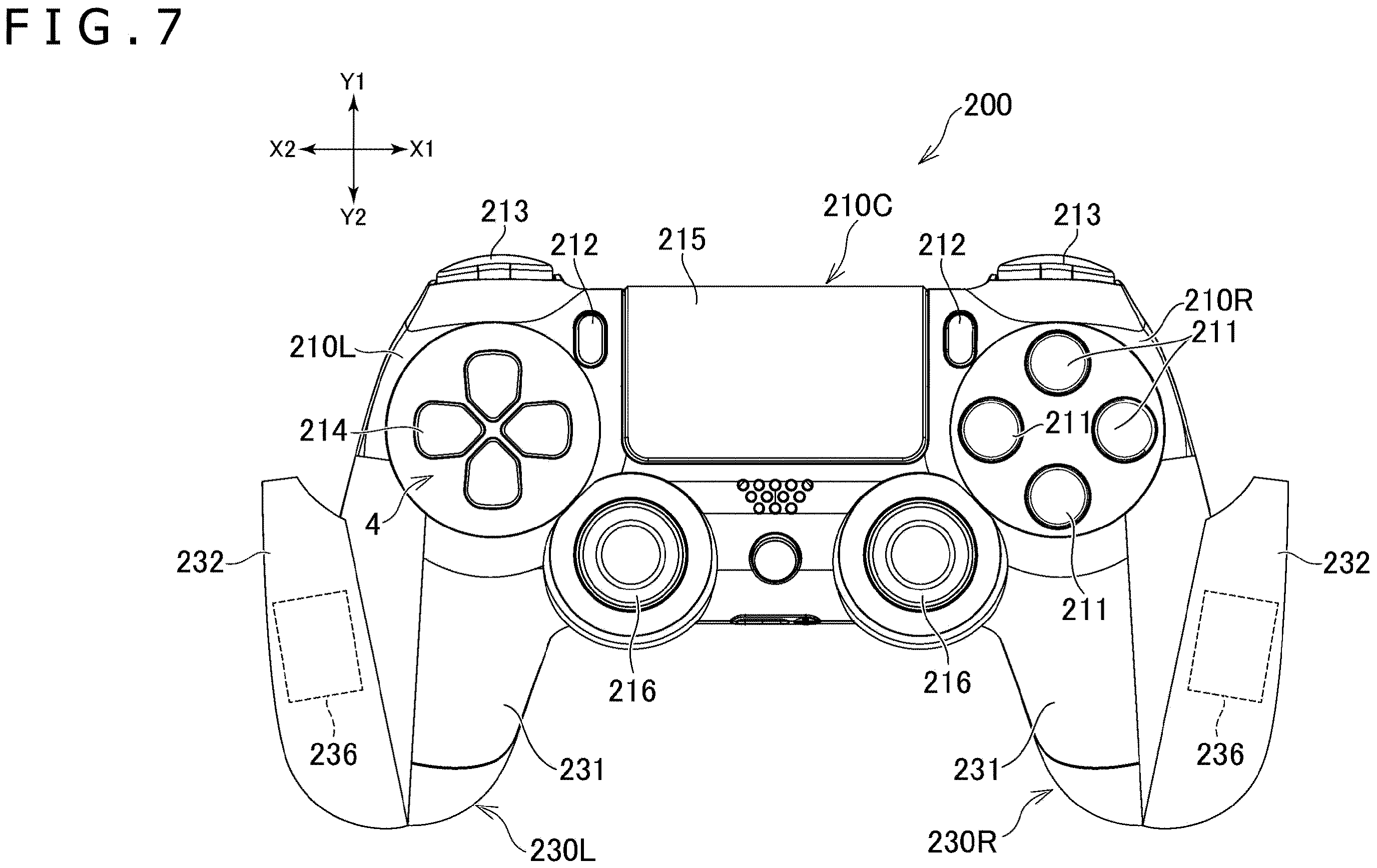 The figure shows a plan view depicting another example of a controller with movable grips | Image Source: Patentscope