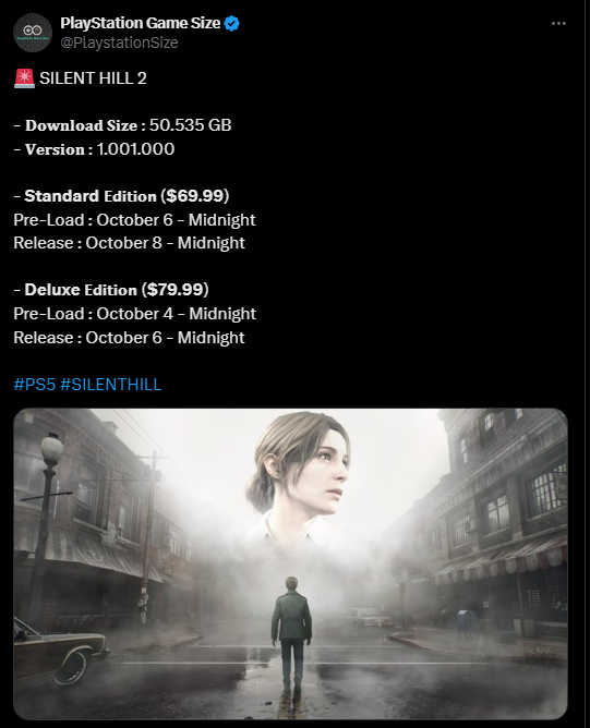 Стал известен размер загрузки Silent Hill 2; Игра довольно упакована